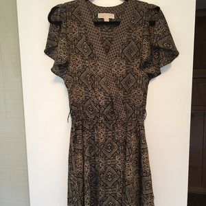 Michael Kors Brown Pattern Silk Dress Size M